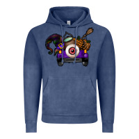 Vintage Denim Halloween Truck Vintage Hoodie - CowhideDigitalArt