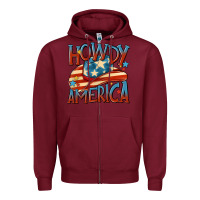 Burgundy howdy america Zipper Hoodie - MaliasSmallBusiness