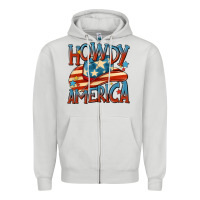 Dove Grey howdy america Zipper Hoodie - MaliasSmallBusiness