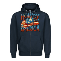 Navy howdy america Zipper Hoodie - MaliasSmallBusiness