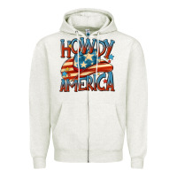 Oatmeal Heather howdy america Zipper Hoodie - MaliasSmallBusiness