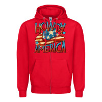 Red howdy america Zipper Hoodie - MaliasSmallBusiness