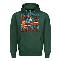 Sports Green howdy america Zipper Hoodie - MaliasSmallBusiness