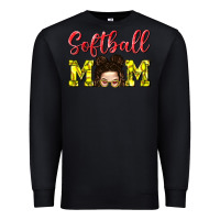 Black Softball Mom Premium Sweatshirt - BundleAndBundleShop
