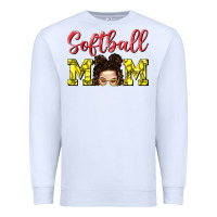 White Softball Mom Premium Sweatshirt - BundleAndBundleShop