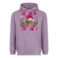 Lavender Dead inside but merry pink Christmas skeleton Heavyweight Hoodie - NancyCooperArtShop