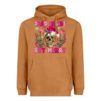 Meerkat Dead inside but merry pink Christmas skeleton Heavyweight Hoodie - NancyCooperArtShop