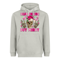Moon Dust Dead inside but merry pink Christmas skeleton Heavyweight Hoodie - NancyCooperArtShop