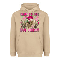 Mushroom Dead inside but merry pink Christmas skeleton Heavyweight Hoodie - NancyCooperArtShop
