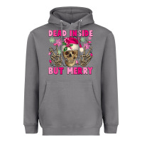 Storm Dead inside but merry pink Christmas skeleton Heavyweight Hoodie - NancyCooperArtShop