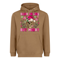 Toasted Coconut Dead inside but merry pink Christmas skeleton Heavyweight Hoodie - NancyCooperArtShop