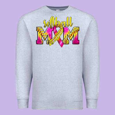 Softball Mom Breast Cancer Premium Sweatshirt Designed By Bundleandbundleshop