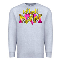 Heather Grey Softball Mom Breast Cancer Premium Sweatshirt - BundleAndBundleShop