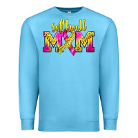 Ocean Blue Softball Mom Breast Cancer Premium Sweatshirt - BundleAndBundleShop