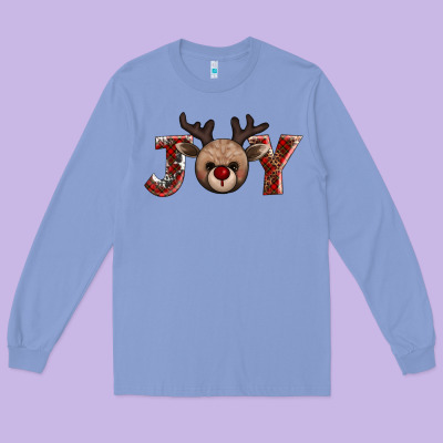 Joy Reindeer Long Sleeve Tee Designed By Adodesignshop