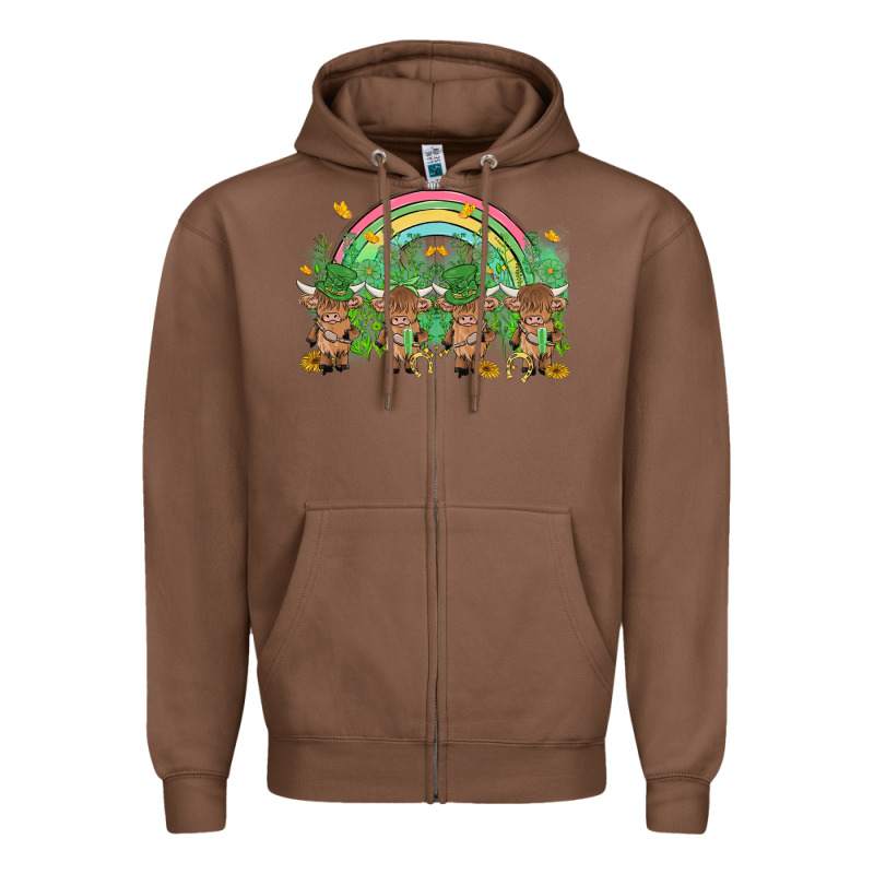 St Patrick's Day Baby Highland Cow Zipper Hoodie by MaliasSmallBusiness | Teevron