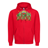 Red st patrick's day baby highland cow Zipper Hoodie - MaliasSmallBusiness