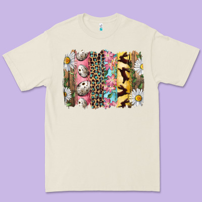 Premium Tee Easter Brushstroke With Quail Eggs Daisy And Bunny
