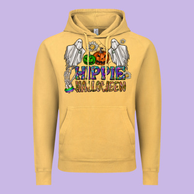 Hippie Halloween Vintage Hoodie Designed By Cowhidedigitalart