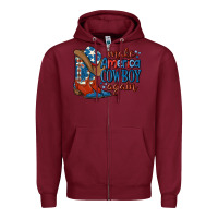 Burgundy make america cowboy again Zipper Hoodie - MaliasSmallBusiness