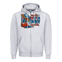 Heather Grey make america cowboy again Zipper Hoodie - MaliasSmallBusiness