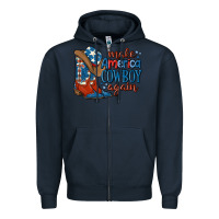 Navy make america cowboy again Zipper Hoodie - MaliasSmallBusiness