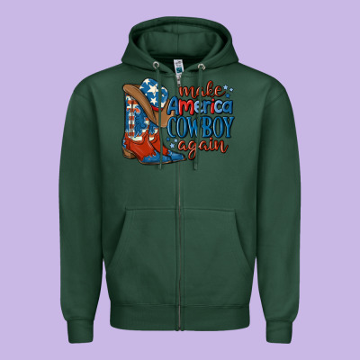 Make America Cowboy Again Zipper Hoodie Designed By Maliassmallbusiness