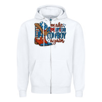 White make america cowboy again Zipper Hoodie - MaliasSmallBusiness