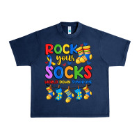 Navy rock your  world down syndrome Urban Heavy Tee - Artiststas