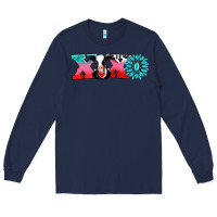 Navy xoxo with cow Long Sleeve Tee - AdoDesignShop