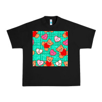 Black valentines day teddy bears and cookies seamless pattern Urban Heavy Tee - BundleAndBundleShop