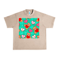 French Oak valentines day teddy bears and cookies seamless pattern Urban Heavy Tee - BundleAndBundleShop