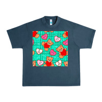 Valentines Day Teddy Bears And Cookies Seamless Pattern Urban Heavy Tee | Teevron