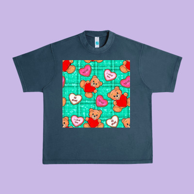 Valentines Day Teddy Bears And Cookies Seamless Pattern Urban Heavy Tee Designed By Bundleandbundleshop