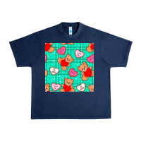 Navy valentines day teddy bears and cookies seamless pattern Urban Heavy Tee - BundleAndBundleShop