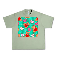 Oil Green valentines day teddy bears and cookies seamless pattern Urban Heavy Tee - BundleAndBundleShop