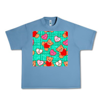 Pebble Blue valentines day teddy bears and cookies seamless pattern Urban Heavy Tee - BundleAndBundleShop