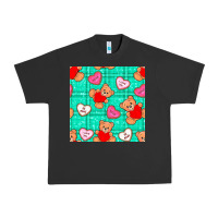 Pigment Black valentines day teddy bears and cookies seamless pattern Urban Heavy Tee - BundleAndBundleShop
