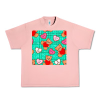 Salmon valentines day teddy bears and cookies seamless pattern Urban Heavy Tee - BundleAndBundleShop