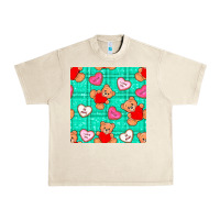 Sandshell valentines day teddy bears and cookies seamless pattern Urban Heavy Tee - BundleAndBundleShop