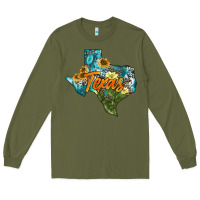 Army Green western texas map Long Sleeve Tee - AdoDesignShop