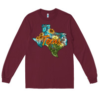 Burgundy western texas map Long Sleeve Tee - AdoDesignShop