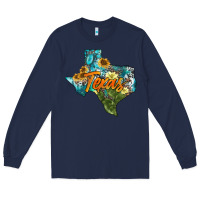 Navy western texas map Long Sleeve Tee - AdoDesignShop