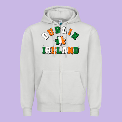 Dublİn Ireland Zipper Hoodie Designed By Maliassmallbusiness