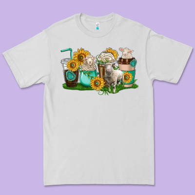 Sheep Coffee Cups Premium Tee Designed By Texasbilliewilder
