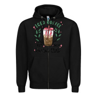 Black iced coffee social club Zipper Hoodie - MaliasSmallBusiness