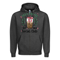 Charcoal Heather iced coffee social club Zipper Hoodie - MaliasSmallBusiness