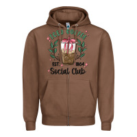 Chestnut iced coffee social club Zipper Hoodie - MaliasSmallBusiness