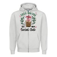 Dove Grey iced coffee social club Zipper Hoodie - MaliasSmallBusiness