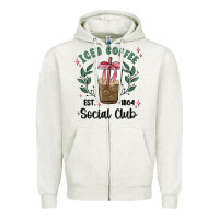 Oatmeal Heather iced coffee social club Zipper Hoodie - MaliasSmallBusiness